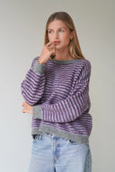 LOU & ODETTE - ANNA PULLOVER PASTELLBLAU/BURGUNDY