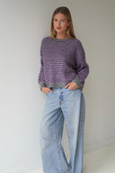 LOU & ODETTE - ANNA PULLOVER PASTELLBLAU/BURGUNDY