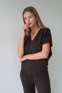 LOU & ODETTE - BARBARA DEBARDEUR STRICKWESTE CHOCOLATE