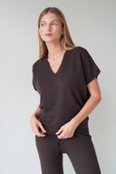 LOU & ODETTE - BARBARA DEBARDEUR STRICKWESTE CHOCOLATE