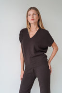 LOU & ODETTE - BARBARA DEBARDEUR STRICKWESTE CHOCOLATE