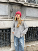 LES TRICOTS D'O - MILA ALPACA BEANIE RED/BLUE