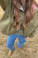 OH APRIL - AMINE REVERSIBLE JACKET OLIVE/OLIVE CHECK