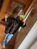 BLUSE IM KARO-LOOK BRAUN