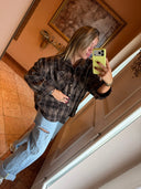 BLUSE IM KARO-LOOK BRAUN