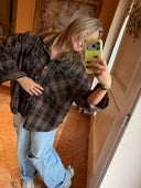 BLUSE IM KARO-LOOK BRAUN