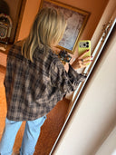 BLUSE IM KARO-LOOK BRAUN