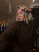 STRICKPULLOVER MIT ZIPPER BRAUN