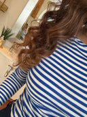 THE SHIRT PROJECT - LONGSLEEVE GESTREIFT ECRU/BRIGHT BLUE