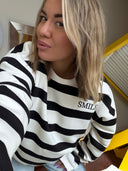 THE SHIRT PROJECT - SWEATER "SMILE" ECRU/DARK BROWN
