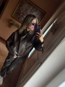 FAKE LEDERJACKE BRAUN