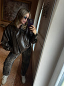 FAKE LEDERJACKE BRAUN