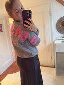 SWEATER GRAU MIT PINK