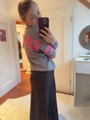 SWEATER GRAU MIT PINK