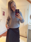 SWEATER GRAU MIT PINK