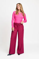 POM AMSTERDAM - HOSE JESS STRIPED BURGUNDY RED