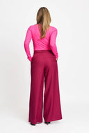 POM AMSTERDAM - HOSE JESS STRIPED BURGUNDY RED