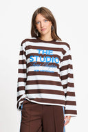 POM AMSTERDAM TOP JOY STRIPED BOWN WHITE