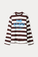 POM AMSTERDAM TOP JOY STRIPED BOWN WHITE