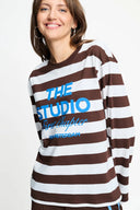 POM AMSTERDAM TOP JOY STRIPED BOWN WHITE