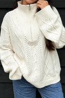 OH APRIL - OVERSIZED HALF ZIP STRICKPULLOVER  OFF WHITE