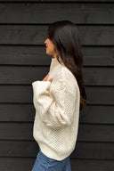 OH APRIL - OVERSIZED HALF ZIP STRICKPULLOVER  OFF WHITE