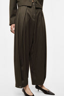 IMPERIAL FASHION - PALOZZO HOSE KHAKI NADELSTREIFEN