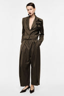 IMPERIAL FASHION - PALOZZO HOSE KHAKI NADELSTREIFEN