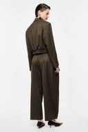 IMPERIAL FASHION - PALOZZO HOSE KHAKI NADELSTREIFEN