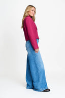 POM AMSTERDAM - BLAZER ROWAN STRIPED BURGUNDY RED