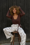 OH APRIL - SYLVA LACE WRAP CARDIGAN DARK BROWN