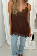 OH APRIL - TAMI SATIN TOP DARK BROWN