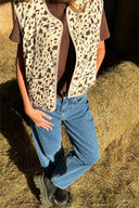 OH APRIL - MAGNOLIA REVERSIBLE FLEECE VEST OFF WHITE/COW