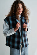 PENN & INK - WESTE (W26C390) BLAU KARIERT