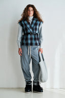 PENN & INK - WESTE (W26C390) BLAU KARIERT