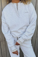 OH APRIL - BOXY SWEATSHIRT MIT KORDELZUG GREY MELANGE