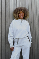 OH APRIL - BOXY SWEATSHIRT MIT KORDELZUG GREY MELANGE