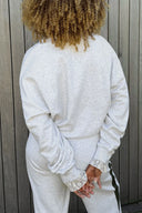OH APRIL - BOXY SWEATSHIRT MIT KORDELZUG GREY MELANGE