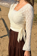 OH APRIL - SYLVA LACE WRAP CARDIGAN OFF WHITE
